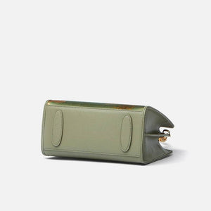 Mulberry Silk Bamboo Handle Green Square Handbag with Scarf - SinoCultural -- P120505-1