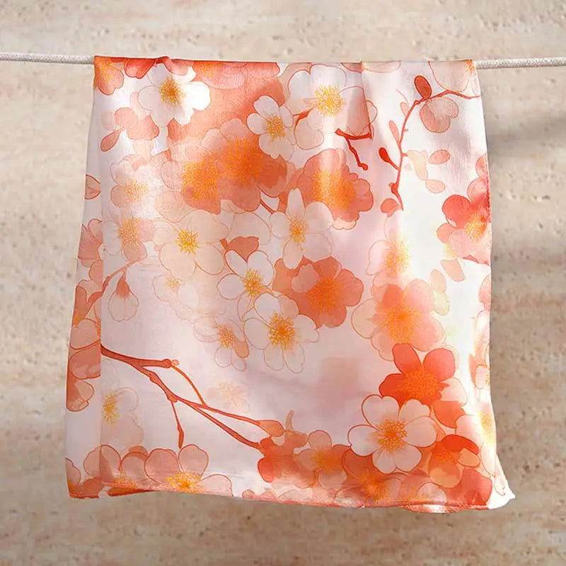 100% Mulberry Silk Elegant Silk Scarf Hundred Flowers Design 65x65cm - SinoCultural -- LS043