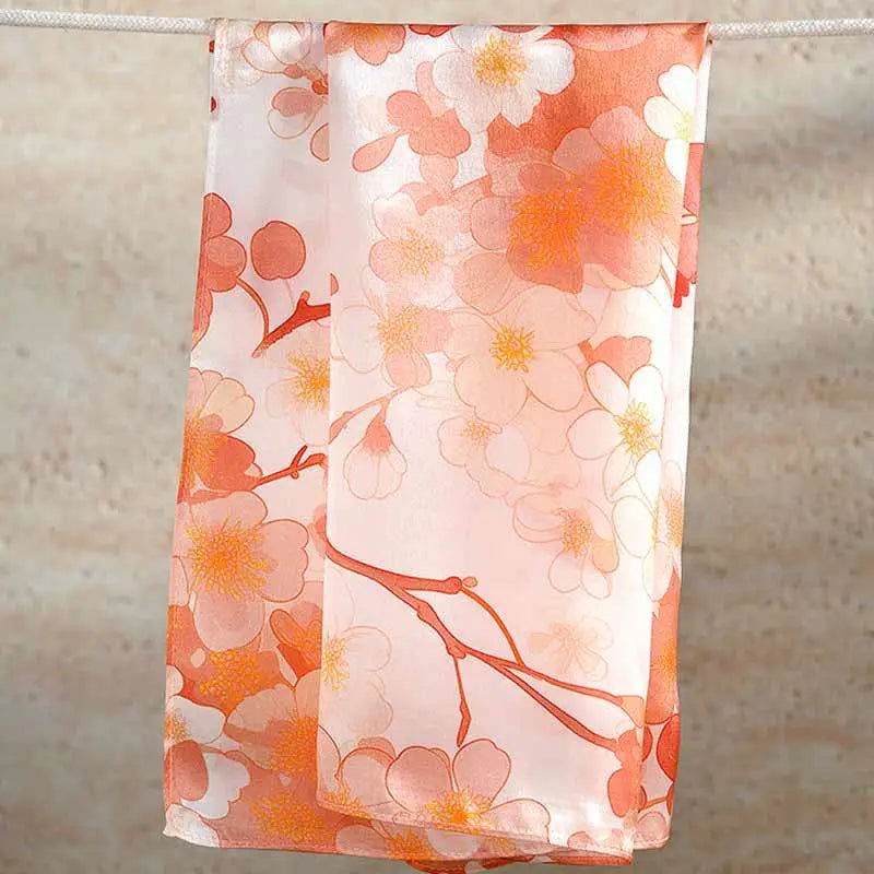 100% Mulberry Silk Elegant Silk Scarf Hundred Flowers Design 65x65cm - SinoCultural -- LS043