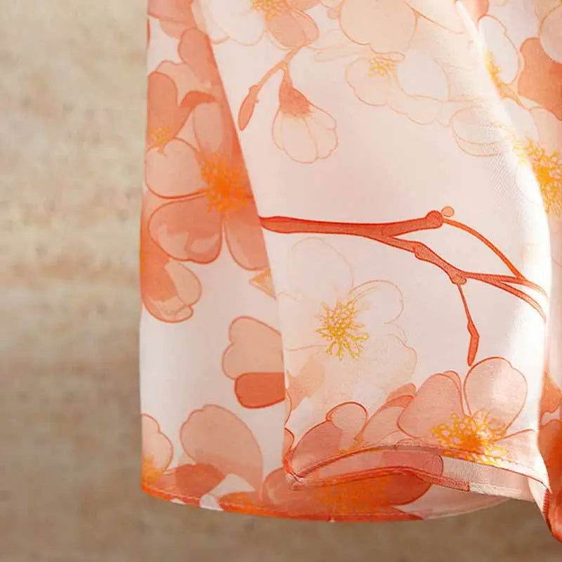 100% Mulberry Silk Elegant Silk Scarf Hundred Flowers Design 65x65cm - SinoCultural -- LS043