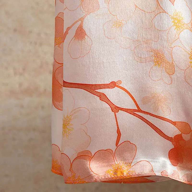 100% Mulberry Silk Elegant Silk Scarf Hundred Flowers Design 65x65cm - SinoCultural -- LS043