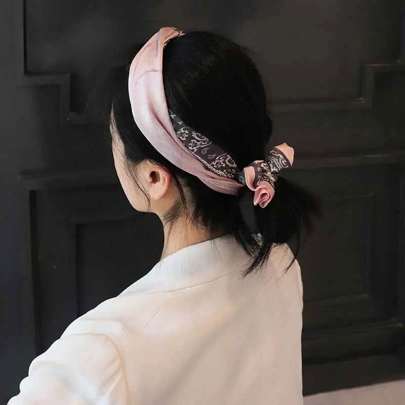 12 Momme Satin Long Silk Scarf Elegant Cloud Pattern 14.5x145cm - SinoCultural -- LS053-2