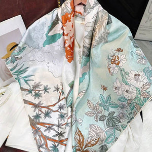 Mulberry Silk 14 Momme Square Scarf Mint Forest 108x108 cm - SinoCultural -- CXFJ003