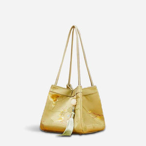 New Chinese Style Mulberry Silk Bucket Bag - SinoCultural -- P17062005-1