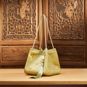 New Chinese Style Mulberry Silk Bucket Bag - SinoCultural -- P17062005-1