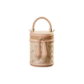 Song Brocade Leather Bucket Cylinder Bag - SinoCultural -- P11017902BG
