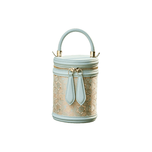 Song Brocade Leather Bucket Cylinder Bag - SinoCultural -- P11017902LB-1