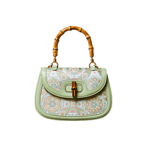Song Brocade Mulberry Silk Bamboo Handle Handbag - SinoCultural -- P12062902-1
