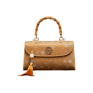 Song Brocade Silk Bamboo Handle Handbag - SinoCultural -- P170079KH-1