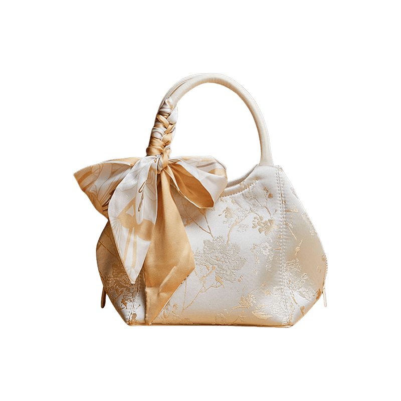 Brocade Silk Cute Bucket Bag Fenghuang Pattern Handbag - SinoCultural -- P17020204-5