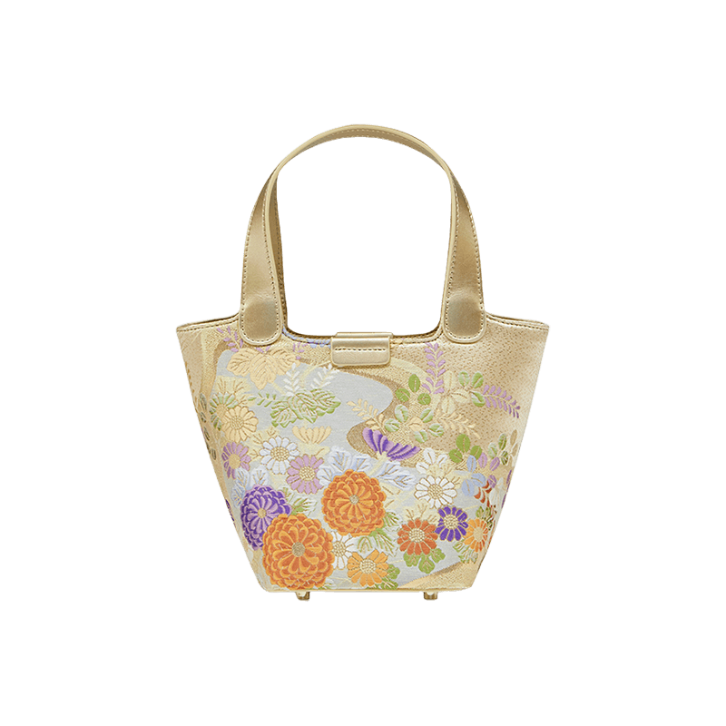 Embroidery Exquisite Floral Luxe Gold Basket Bag - SinoCultural -- P170605
