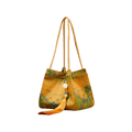 Chinese Painting Mulberry Silk Bucket Bag Vintage Handbag - SinoCultural -- P17062005-2