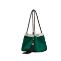 Xiangyunsha Silk Jacquard Vintage Green Bucket Bag - SinoCultural -- P17062005-3