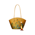 Chinese Painting Mulberry Silk Tote Bag Green Women Handbag - SinoCultural -- P220263-2