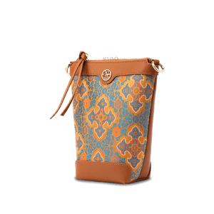 Song Brocade Leather Crossbody Mobile Phone Bag Four Harmonies and Ruyi Pattern - SinoCultural -- P220608