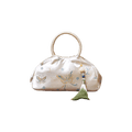 Brocade Chinese Style Designer Bag White Butterfly Handbag - SinoCultural -- P27061604-2