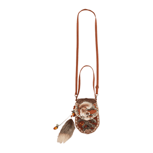 Embroidery Retro Crossbody Phone Wallet Squirrel and Hazel - SinoCultural -- PWCD195