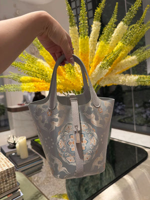 Chinoiserie Luxury Song Brocade Basket Bag – Precious Flower Running Deer