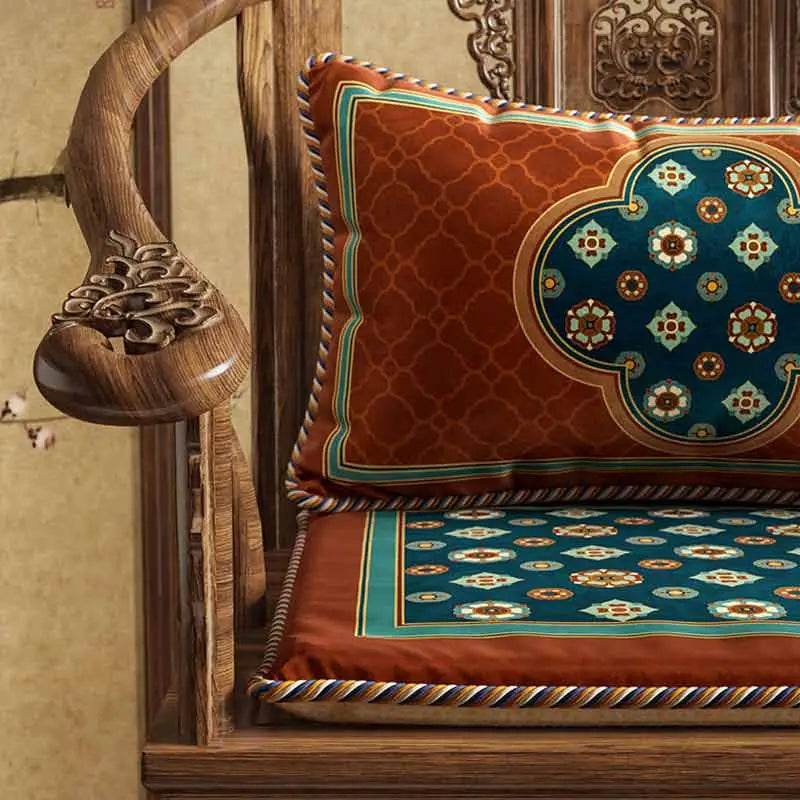Chinoiserie Small Ball Pattern Short Plush Lumbar Pillow - SinoCultural -- WP028A01