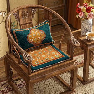 Chinoiserie Small Ball Pattern Short Plush Chair Cushion - SinoCultural -- SC028A38