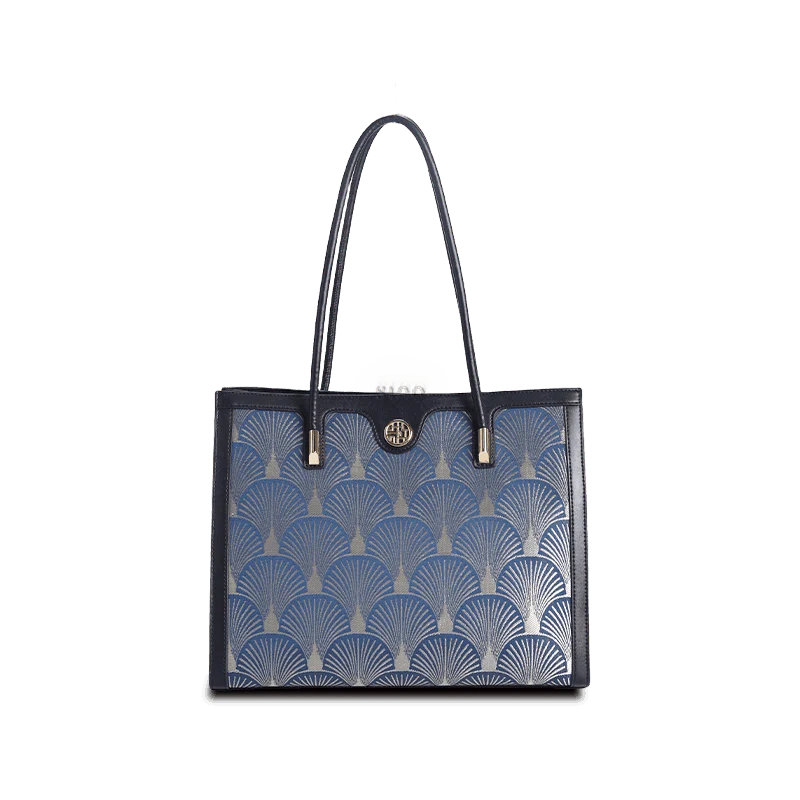Embroidery Leather Elegant Single Shoulder Tote Bag with a Pocket - SinoCultural -- SC1750-A3