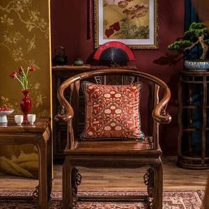Chinoiserie Red Elegance Wedding Sofa Pillow Cushion - SinoCultural -- SJZBZ044A01