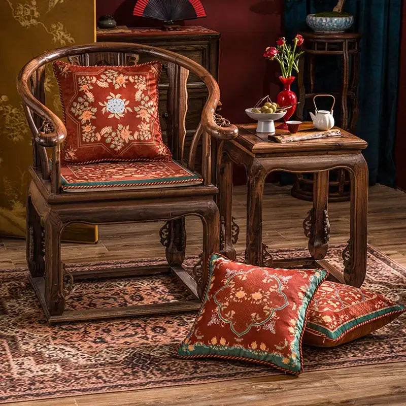 Chinoiserie Red Elegance Wedding Sofa Pillow Cushion - SinoCultural -- SJZBZ044A01