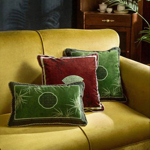 Chinoiserie Plum Blossom Bamboo Pillow Cushion - SinoCultural -- SJZBZ045A01
