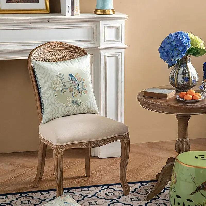 Chinoiserie Original Flowers and Birds Light Blue Throw Pillow - SinoCultural -- SJZBZ047A01