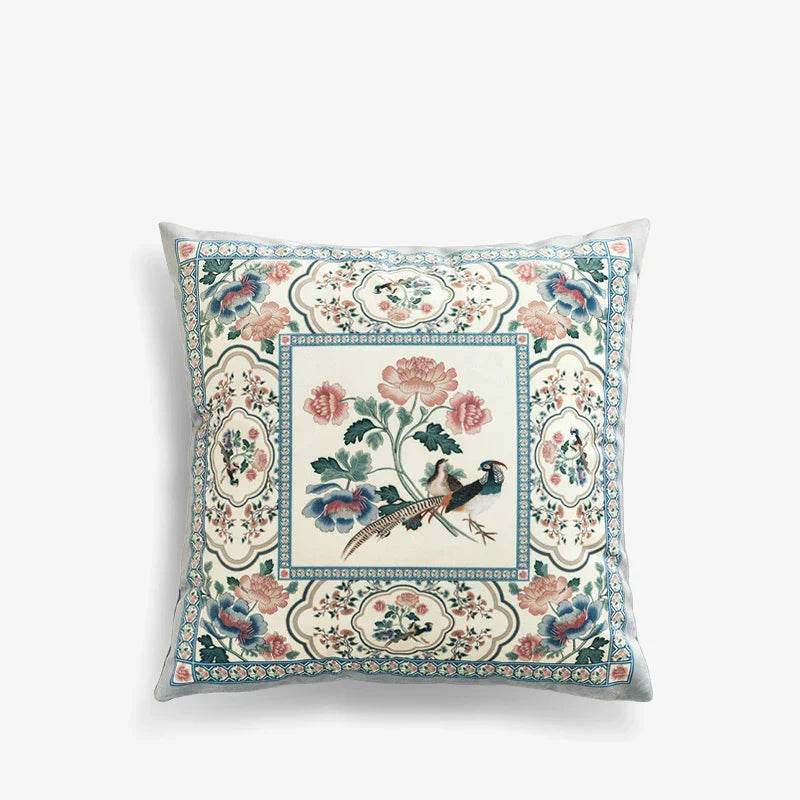 Chinoiserie Original Flowers and Birds Throw Pillow - SinoCultural -- SJZBZ058A01