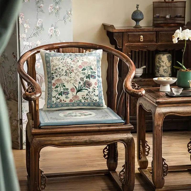 Chinoiserie Original Flowers and Birds Throw Pillow - SinoCultural -- SJZBZ058A01