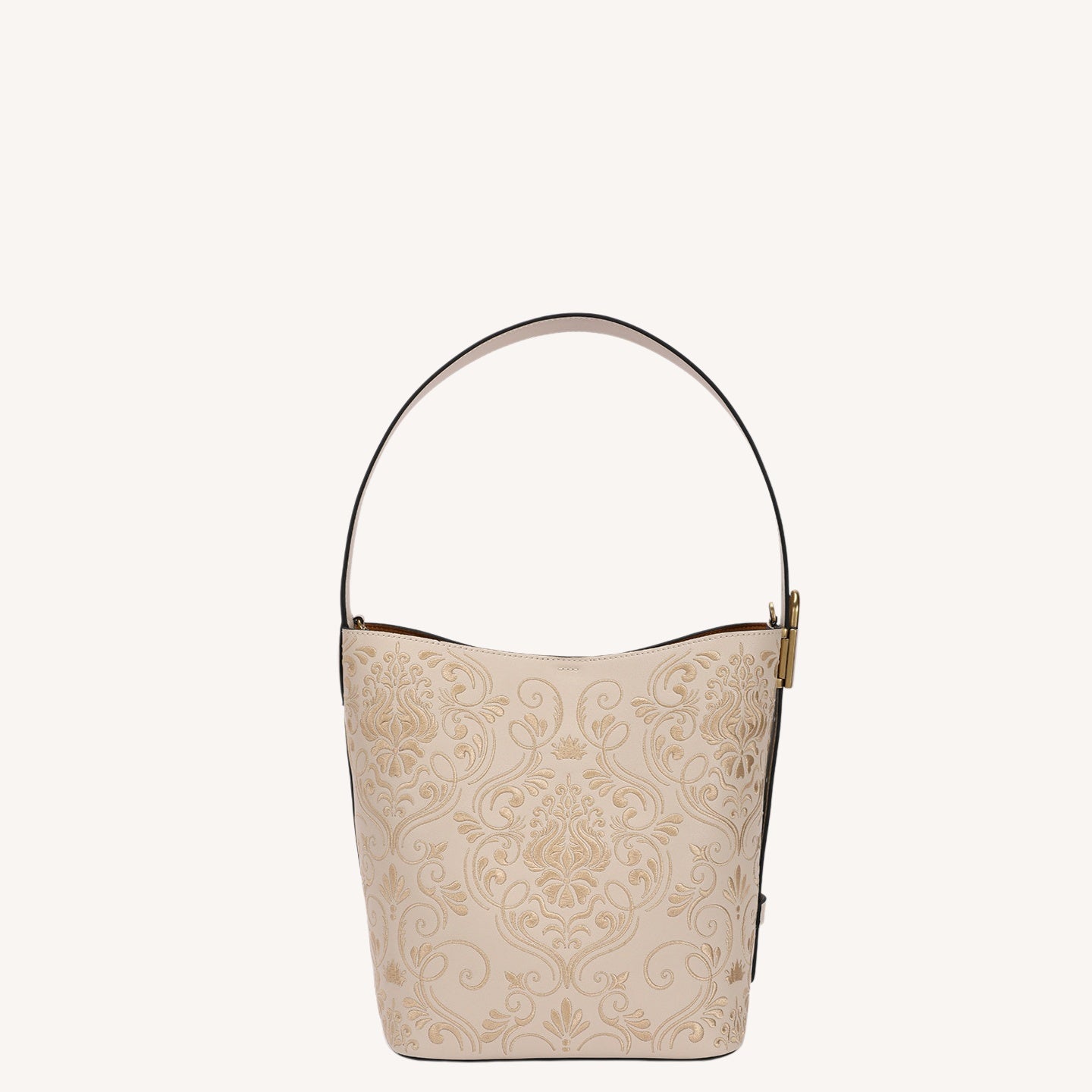 New Chinese Style Embroidered Bucket Bag – Dunhuang Scroll Grass Pattern Shoulder Bag