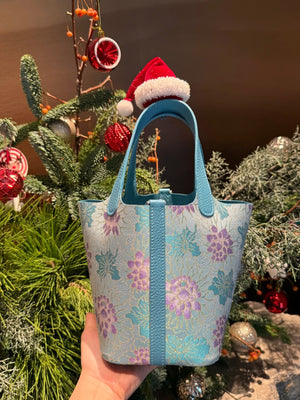 Shangjiukai Purple Rippling Water Song Brocade Basket Bag – New Chinese Style Silk Brocade Handbag-brocademodern