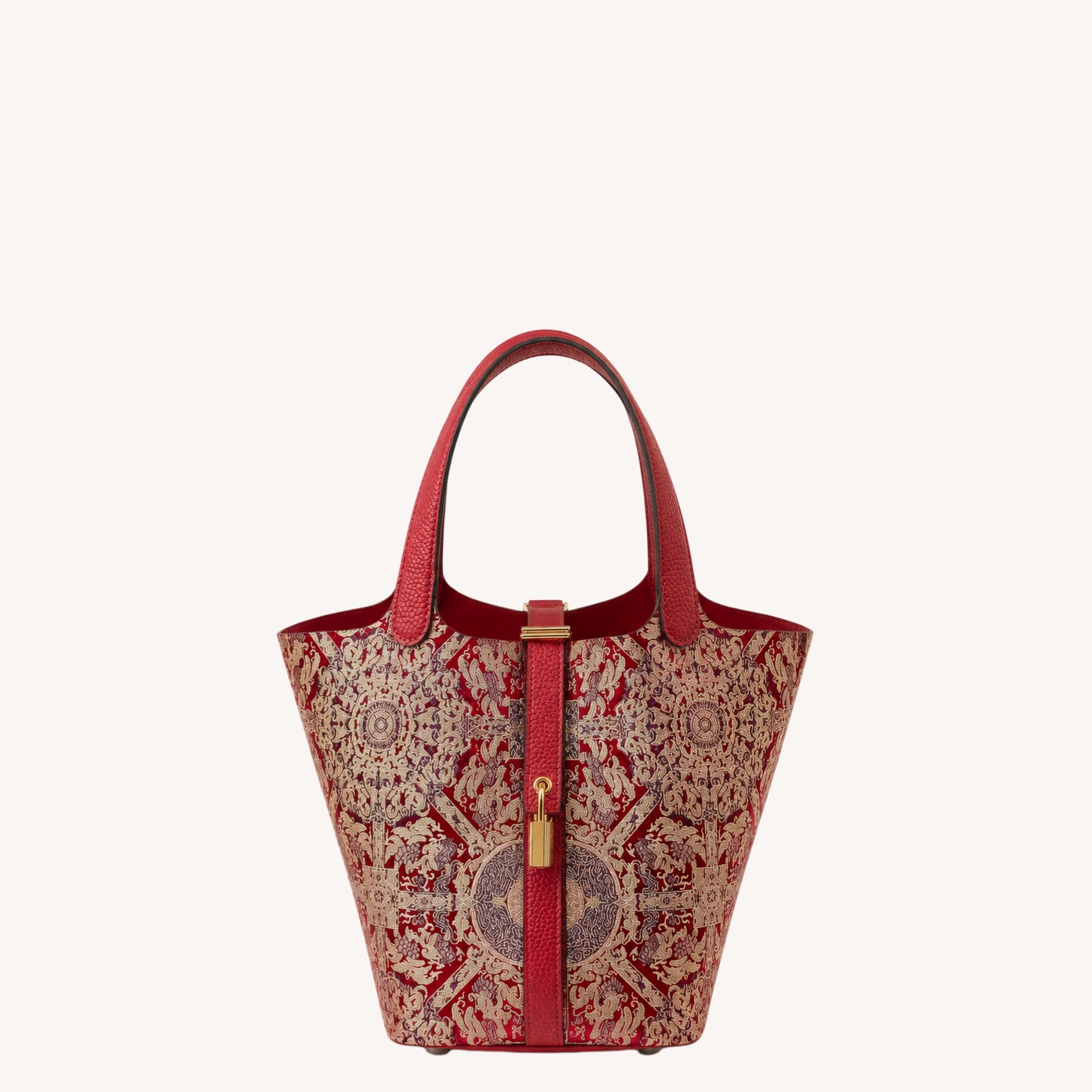 Shangjiukai Bada Luck Pattern Song Brocade Basket Bag – New Chinese Style Silk Brocade Handbag-brocademodern