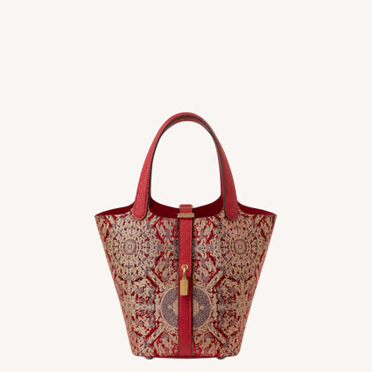 Shangjiukai Bada Luck Pattern Song Brocade Basket Bag – New Chinese Style Silk Brocade Handbag-brocademodern