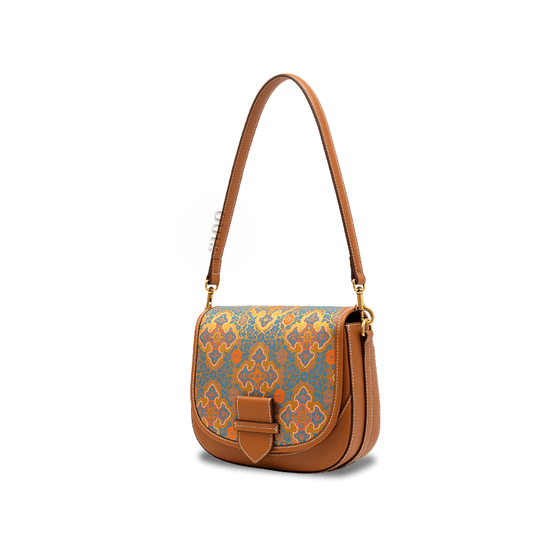 Song Brocade Silk Messenger Bag – Ruyi Leather Crossbody - SinoCultural -- FJ220678-1