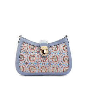 Song Brocade Leather Blue Shoulder Bag Ruyi Pattern - SinoCultural -- FJ270038-1