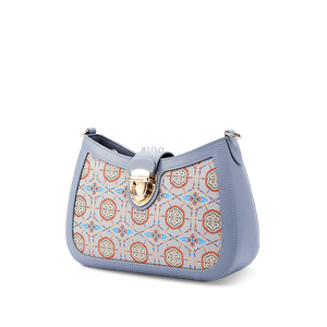 Song Brocade Leather Blue Shoulder Bag Ruyi Pattern - SinoCultural -- FJ270038-1