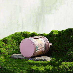 Song Brocade Leather Bucket Cylinder Bag - SinoCultural -- P11017902P-1