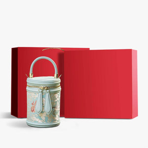 Song Brocade Leather Bucket Cylinder Bag - SinoCultural -- P11017902LB-2
