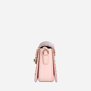 Song Brocade Leather Luxurious Powder Pink Clutch Handbag - SinoCultural -- W2144-2