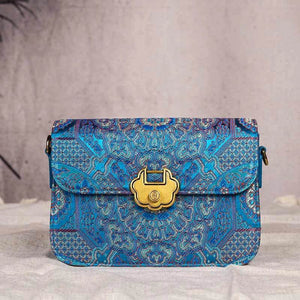 Song Brocade Leather Luxurious Clutch Handbag - SinoCultural -- W2144-3