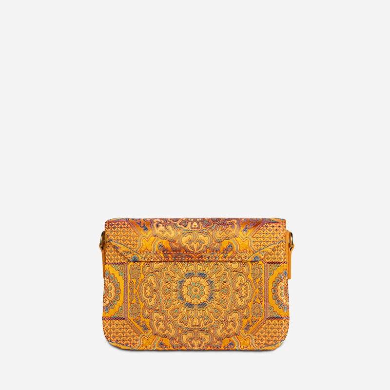 Song Brocade Leather Luxurious Clutch Handbag - SinoCultural -- W2144-4