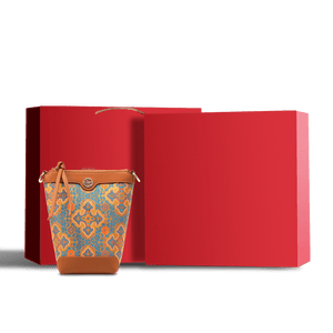 Song Brocade Leather Crossbody Mobile Phone Bag Four Harmonies and Ruyi Pattern - SinoCultural -- P220608