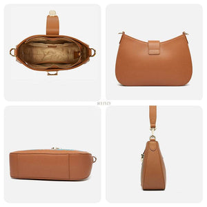 Song Brocade Leather Shoulder Underarm Bag Four Harmonies and Ruyi Pattern - SinoCultural -- P270038