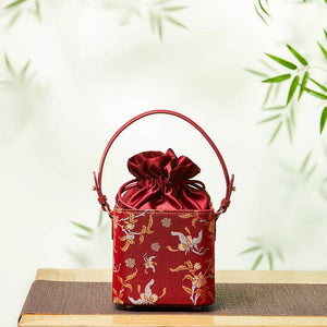 Song Brocade New Chinese Style Cube Bucket Bag - SinoCultural -- P17061302-1