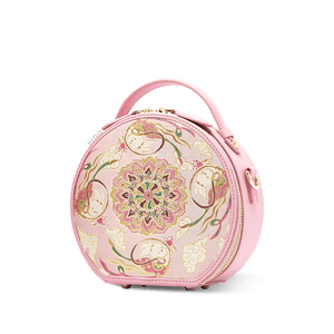 Song Brocade Powder Round Bag Lotus & Lucky Rabbit Pattern - SinoCultural -- P12065502LP-1