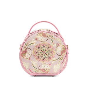 Song Brocade Powder Round Bag Lotus & Lucky Rabbit Pattern - SinoCultural -- P12065502LP-1