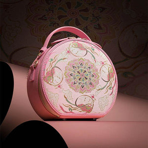 Song Brocade Powder Round Bag Lotus & Lucky Rabbit Pattern - SinoCultural -- P12065502LP-1