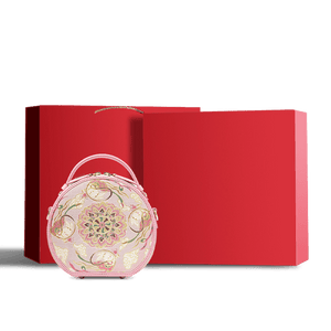 Song Brocade Powder Round Bag Lotus & Lucky Rabbit Pattern - SinoCultural -- P12065502LP-1